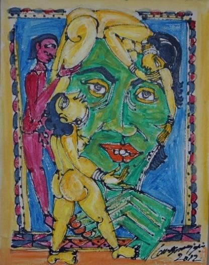 Untitled painting no. 34 by M Suriyamoorthy, 2012