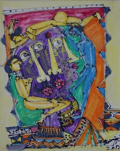 Untitled painting no. 35 by M Suriyamoorthy, 2012